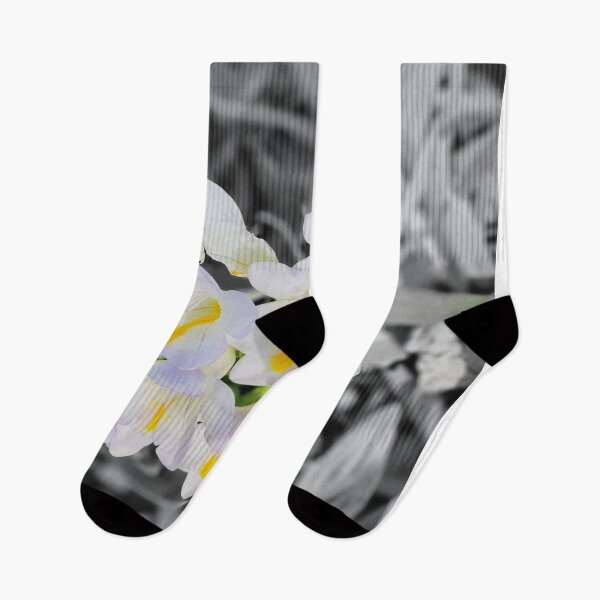 Item preview, White Freesia On A Black And White Background designed and sold by Designsbygroovy.
