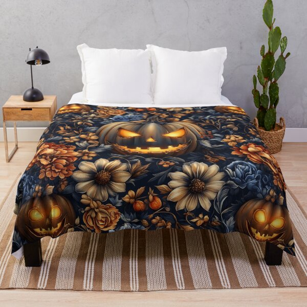 Item preview, Scary pumpkin and flowers field02 designed and sold by Konkam.