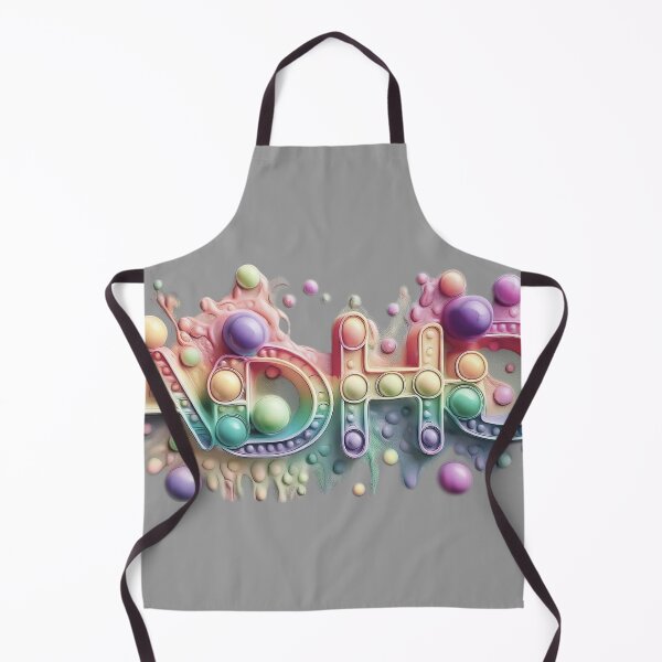 Item preview, The inscription: "ADHD" made of pop up toy and runny paint in rainbow, pastel colors on a gray background.5 designed and sold by My-fake-places.