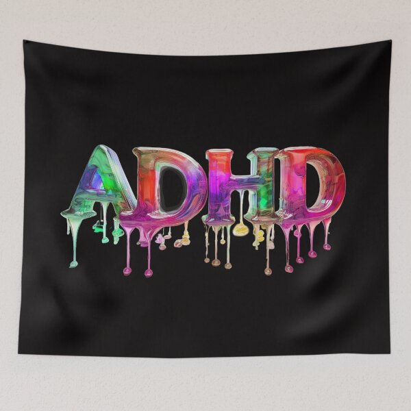 Item preview, The word "ADHD" is made of dripping glass bottles filled with colored liquid. designed and sold by My-fake-places.