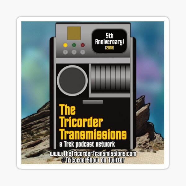 The Tricorder Transmissions 5th Anniversary Logo Sticker