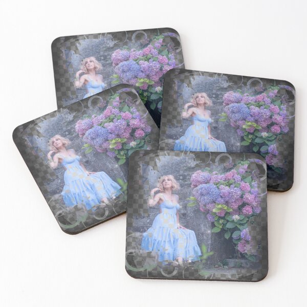 Item preview, Romantic girl in a blue dress with blue and pink ortensias flowers designed and sold by claudiacontena.
