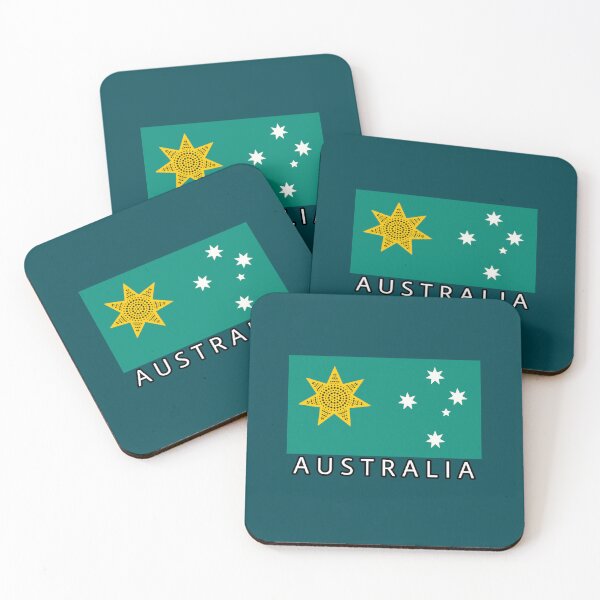Item preview, Australia golden federation sun flag. aqua edition with Southern Cross  designed and sold by Kangaroo Sun.