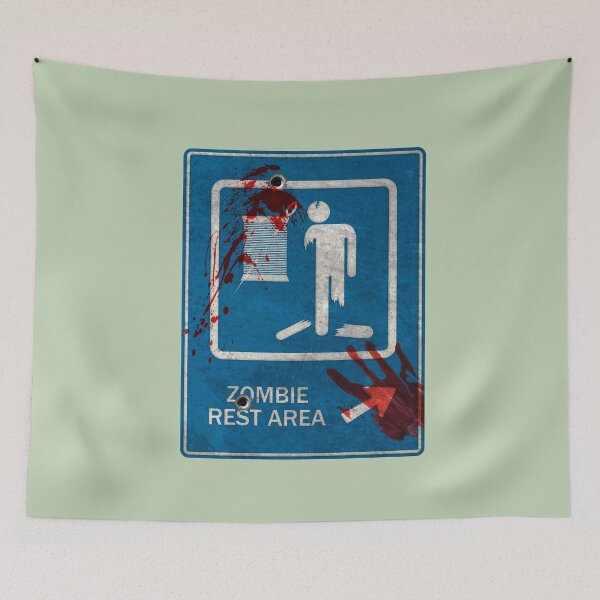Item preview, Zombie Hospital – Weathered Rest Area Sign Parody designed and sold by andabelart.