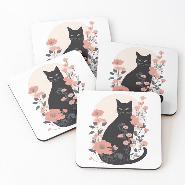 Item preview, Cozy tuxedo cat with colorful flowers in a fall-themed design. designed and sold by Catophile.