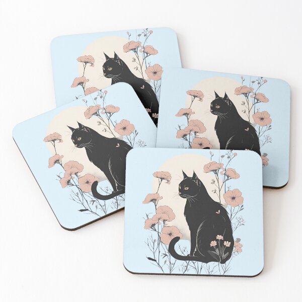 Item preview, Black cat and vibrant flowers with a warm autumn aesthetic. designed and sold by Catophile.