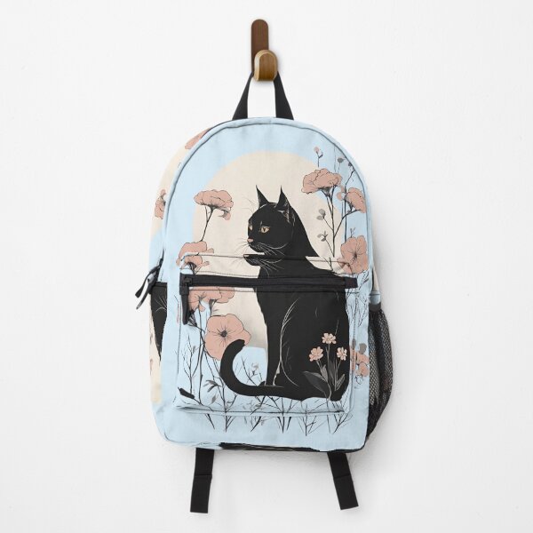 Item preview, Black cat and vibrant flowers with a warm autumn aesthetic. designed and sold by Catophile.
