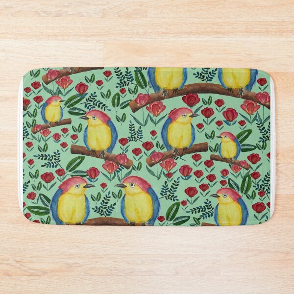 Item preview, Watercolour Yellow, Blue Birds & Tulips on Teal designed and sold by Shalini Bisht.