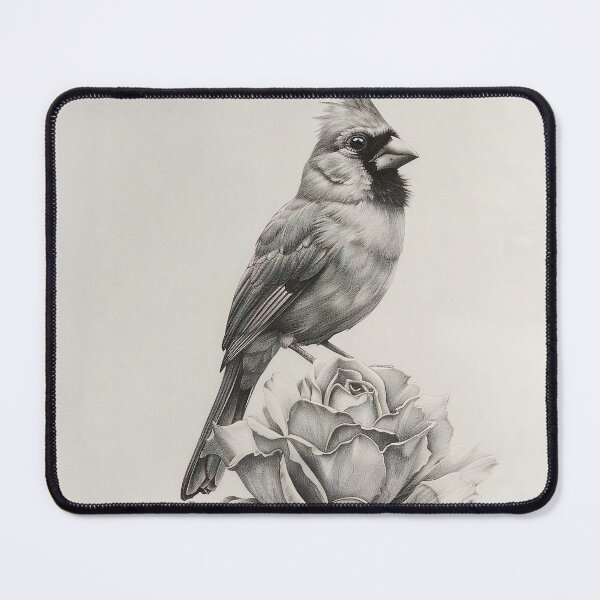 Item preview, Black and White Cardinal Pencil Drawing designed and sold by Pencil-Art.