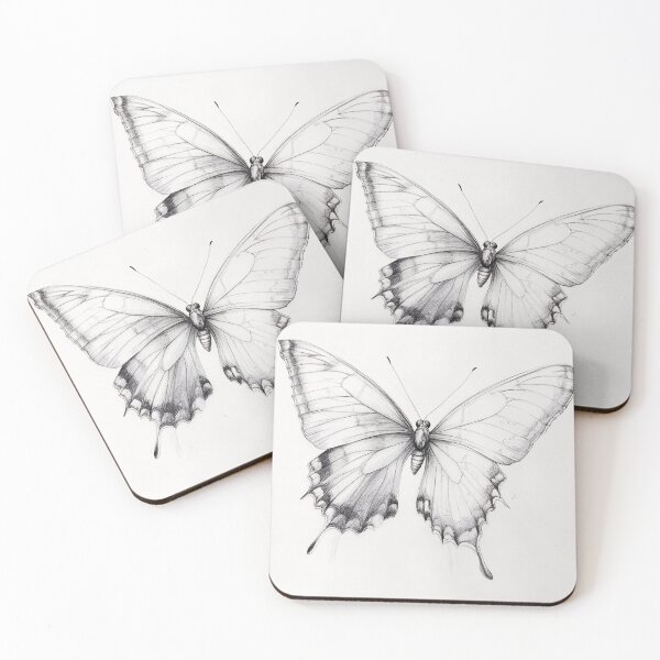 Item preview, Black and white monarch butterfly pencil drawing designed and sold by Pencil-Art.