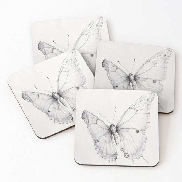 Item preview, Black and white monarch butterfly pencil drawing designed and sold by Pencil-Art.