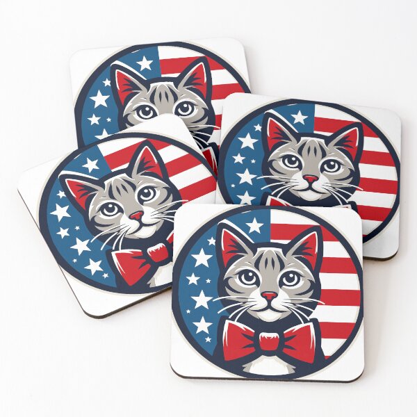 Item preview, Cat Mascot Logo in American Flag Colors  designed and sold by 3Tubes.