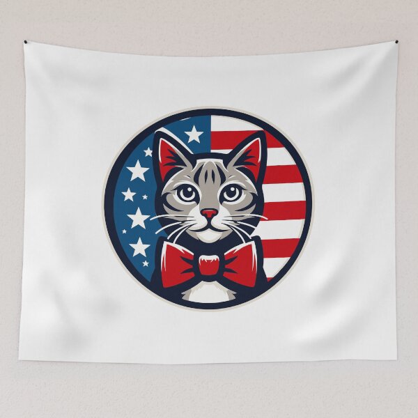 Item preview, Cat Mascot Logo in American Flag Colors  designed and sold by 3Tubes.