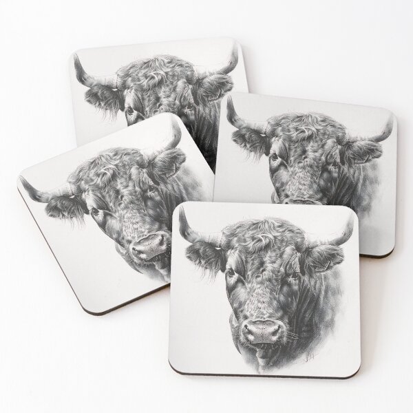 Item preview, Black and white ox pencil drawing designed and sold by Pencil-Art.