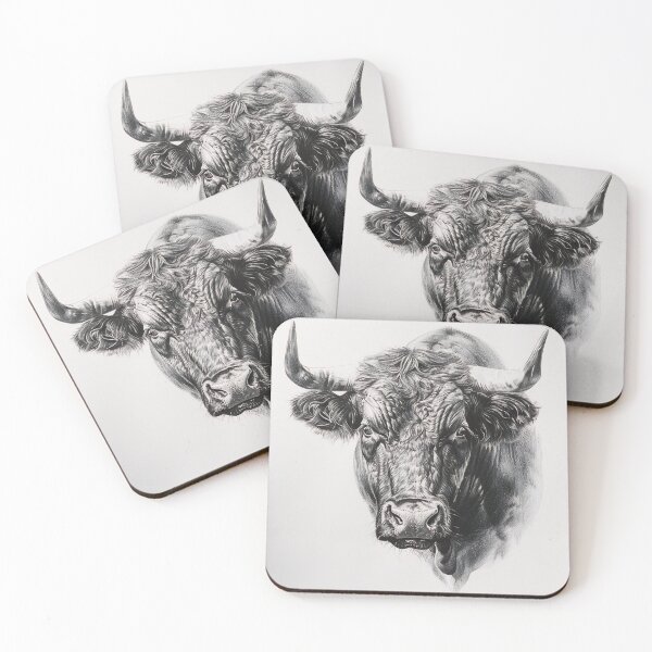 Item preview, Black and white ox pencil drawing designed and sold by Pencil-Art.