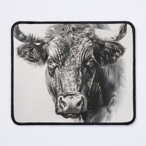 Item preview, Black and white ox pencil drawing designed and sold by Pencil-Art.