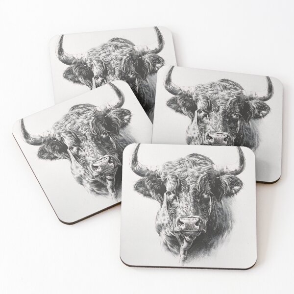 Item preview, Black and white ox pencil drawing designed and sold by Pencil-Art.