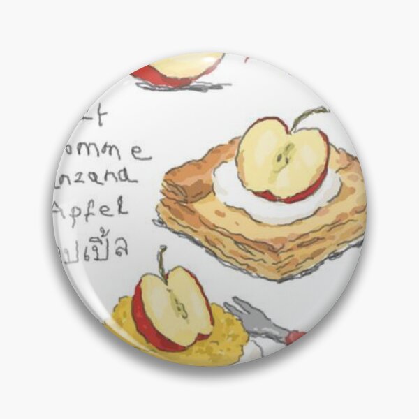 Artikelvorschau, apfel, obst, französisch, koreanisch, deutsch, roter apfel, torte, strudel, gebäck, küche, süß, pomme, apfel, vintage entworfen und verkauft von peachcakecanvas.