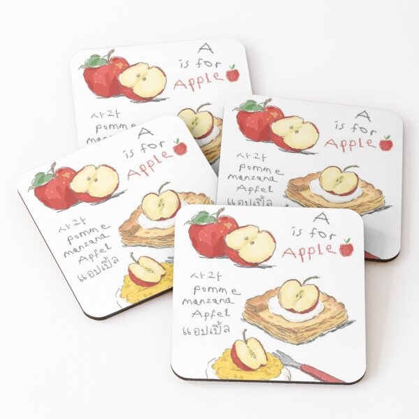 Artikelvorschau, apfel, obst, französisch, koreanisch, deutsch, roter apfel, torte, strudel, gebäck, küche, süß, pomme, apfel, vintage entworfen und verkauft von peachcakecanvas.
