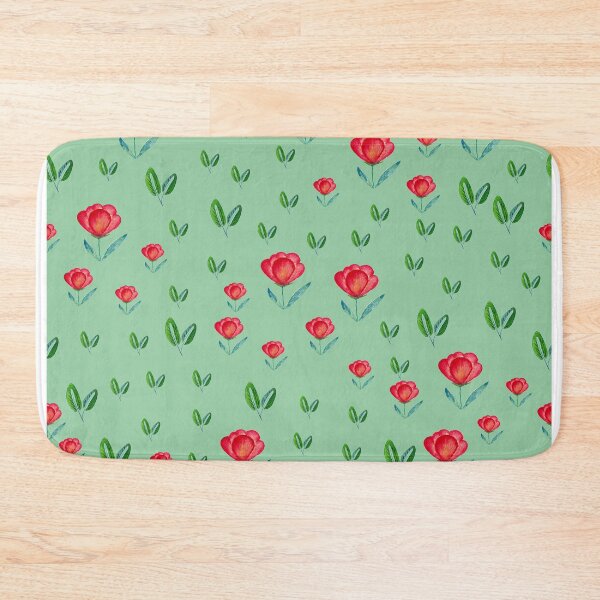 Item preview, Tulip Garden - Red, Green on Teal designed and sold by Shalini Bisht.