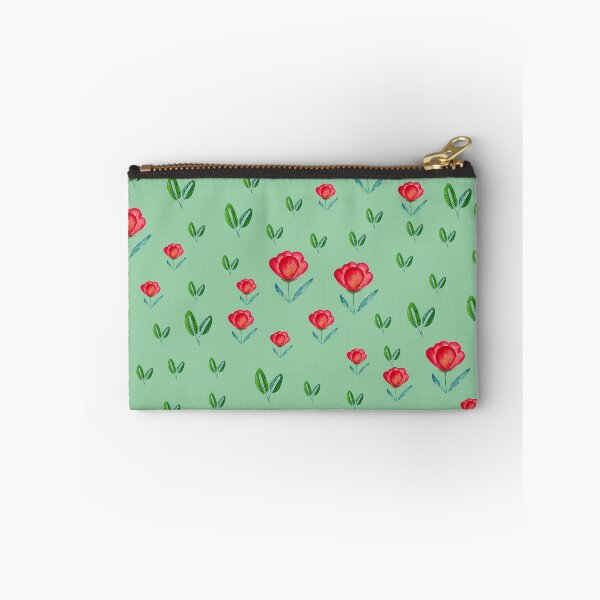 Item preview, Tulip Garden - Red, Green on Teal designed and sold by Shalini Bisht.