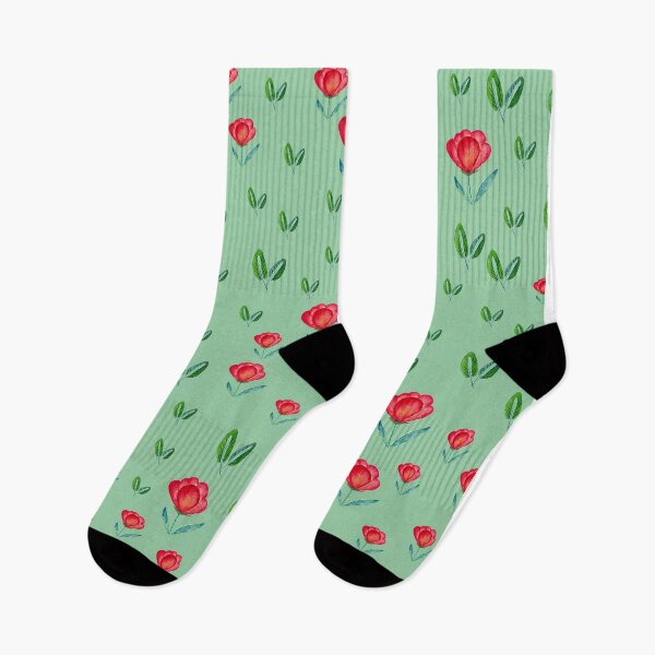 Item preview, Tulip Garden - Red, Green on Teal designed and sold by Shalini Bisht.