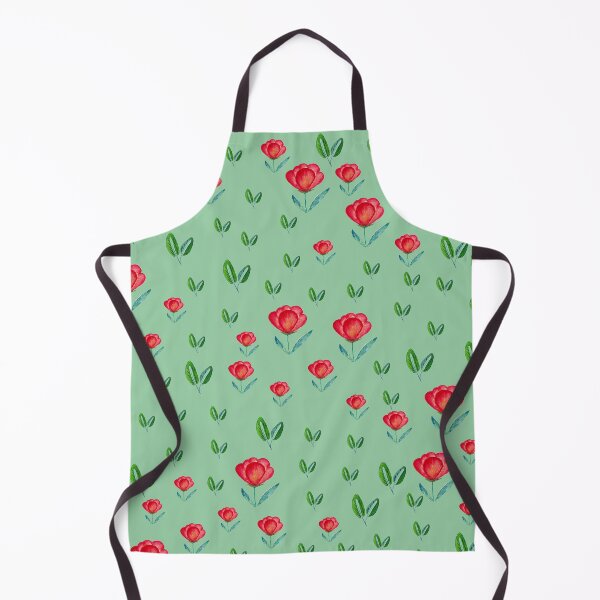 Item preview, Tulip Garden - Red, Green on Teal designed and sold by Shalini Bisht.