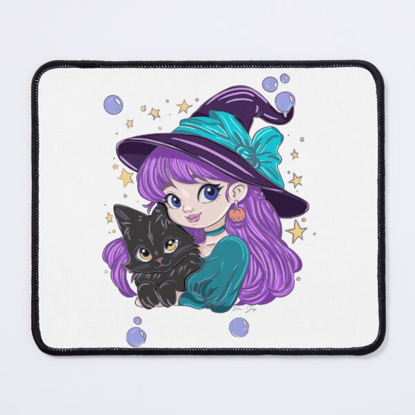 Item preview, Chibi Witch with Black Cat Familiar designed and sold by emmajayne229.