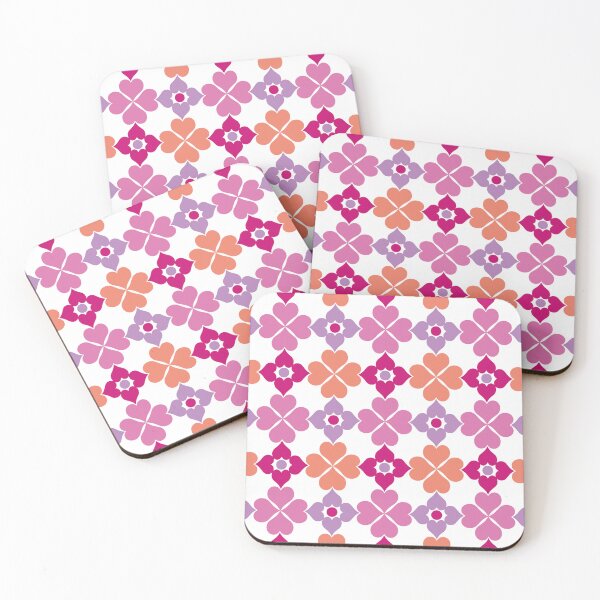 Item preview, Retro Modern Hearts Pattern in Orange, Lilac, Berry and Pink on White designed and sold by scome.