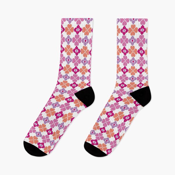 Item preview, Retro Modern Hearts Pattern in Orange, Lilac, Berry and Pink on White designed and sold by scome.