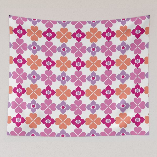 Item preview, Retro Modern Hearts Pattern in Orange, Lilac, Berry and Pink on White designed and sold by scome.