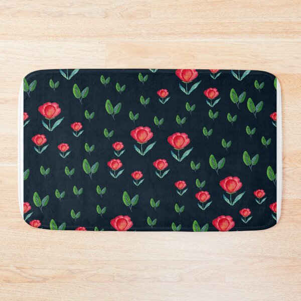 Item preview, Tulip Garden - Red, Green on Black designed and sold by Shalini Bisht.