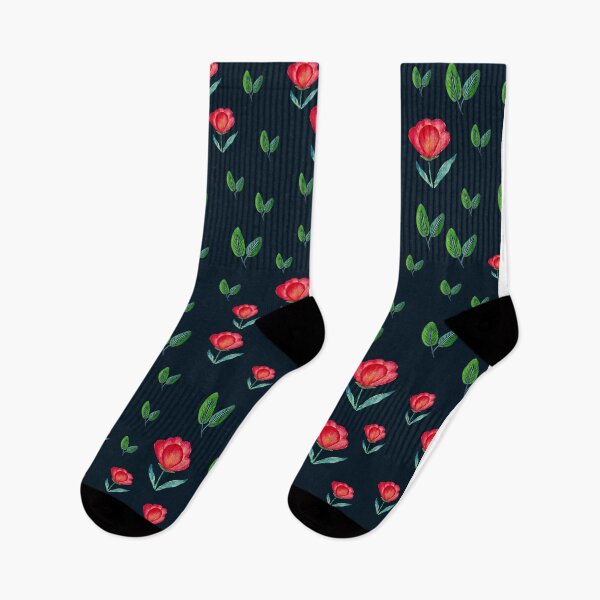 Item preview, Tulip Garden - Red, Green on Black designed and sold by Shalini Bisht.
