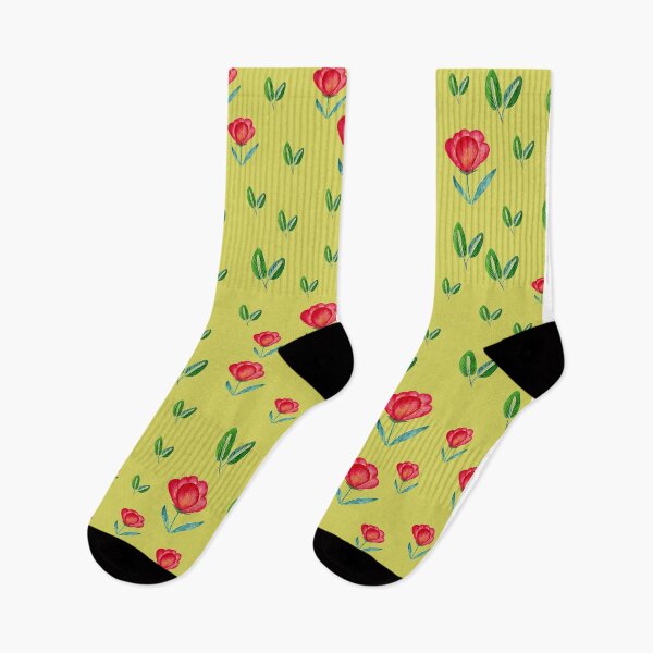 Item preview, Copy of Tulip Garden - Red, Green on Yellow designed and sold by Shalini Bisht.