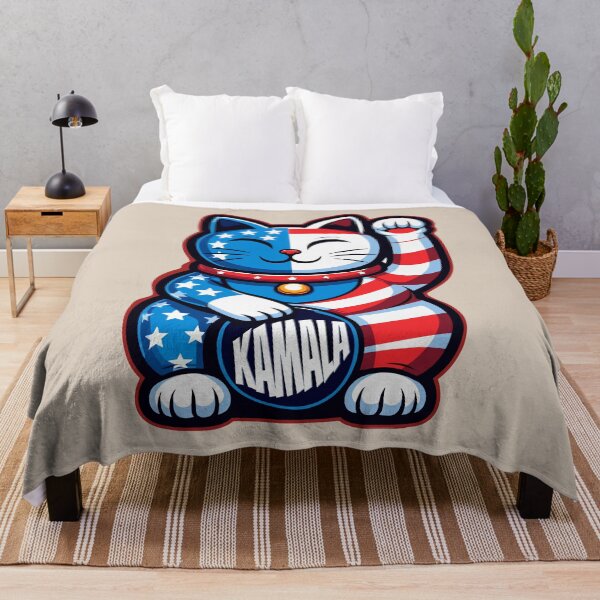 Item preview, Maneki Neko Cat in American Flag Pattern – Supports Kamala Harris designed and sold by 3Tubes.