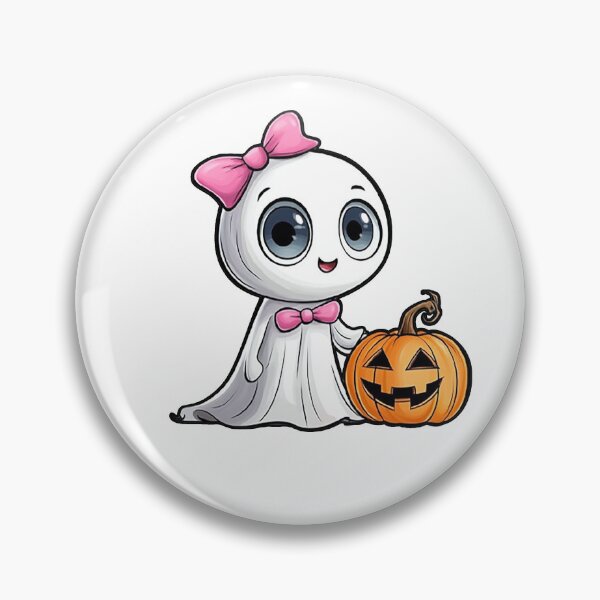 Item preview, A cute ghost with a pink bow interacting with a carve designed and sold by youme63.