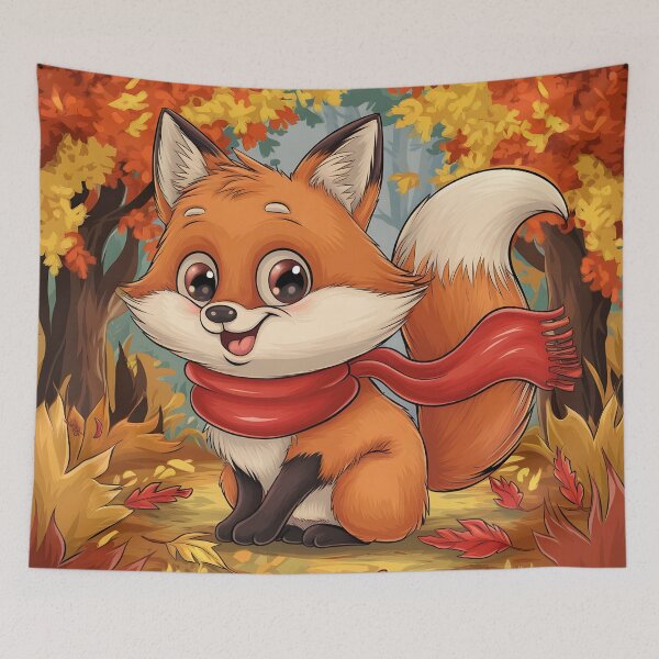Item preview, Fall themed Autumn inspired cute fox wearing a scarf autumn themed designed and sold by annoying-shirts.