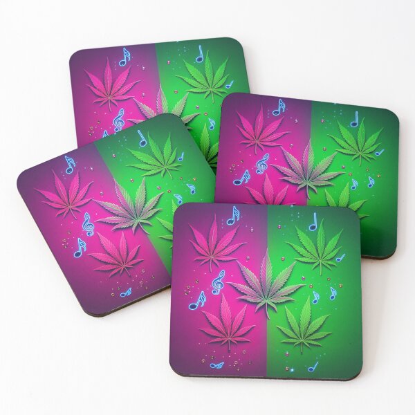 Item preview, Colorful Neon Pink & Green Pot Leaves  designed and sold by JLEmporium.