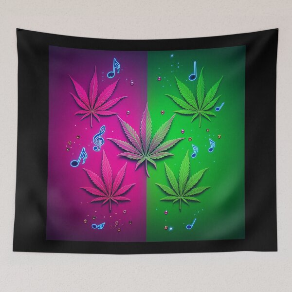 Item preview, Colorful Neon Pink & Green Pot Leaves  designed and sold by JLEmporium.