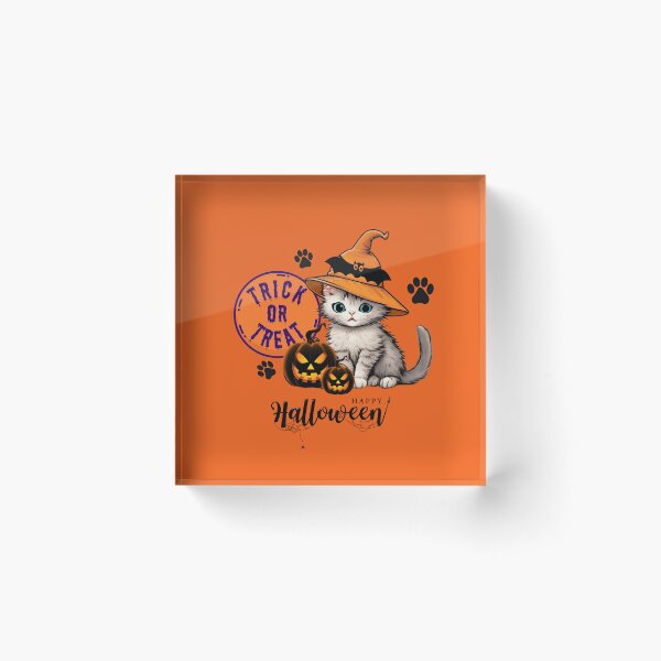 Item preview, Halloween Kitten in Witch Hat designed and sold by ALITTLETOWN.