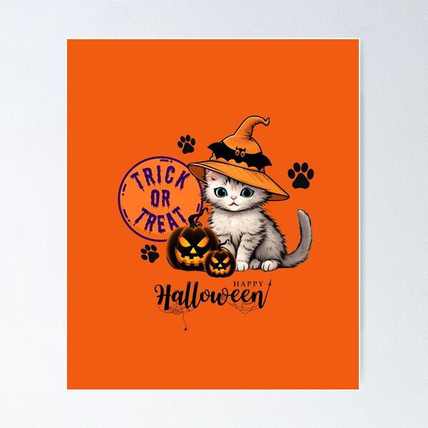 Item preview, Halloween Kitten in Witch Hat designed and sold by ALITTLETOWN.