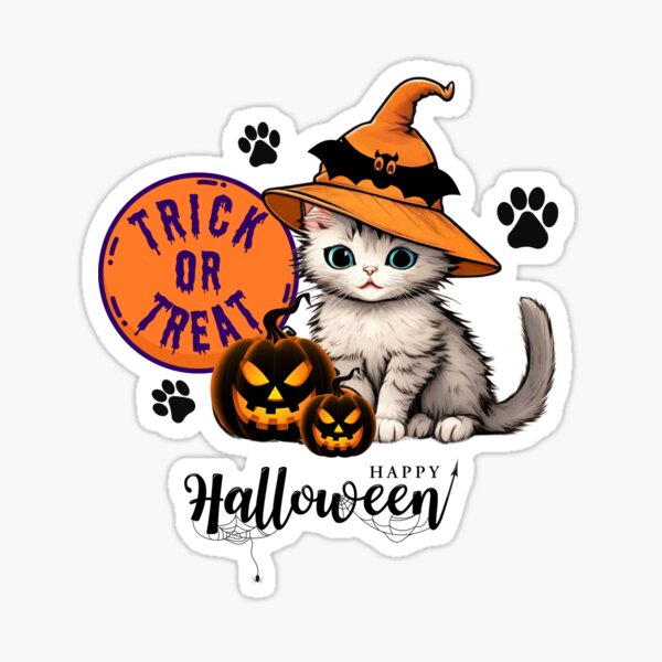 Item preview, Halloween Kitten in Witch Hat designed and sold by ALITTLETOWN.