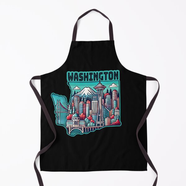 Item preview, Washington State Map USA Skyline and Landmarks Illustration- travel souvenir art designed and sold by Unitepeople.