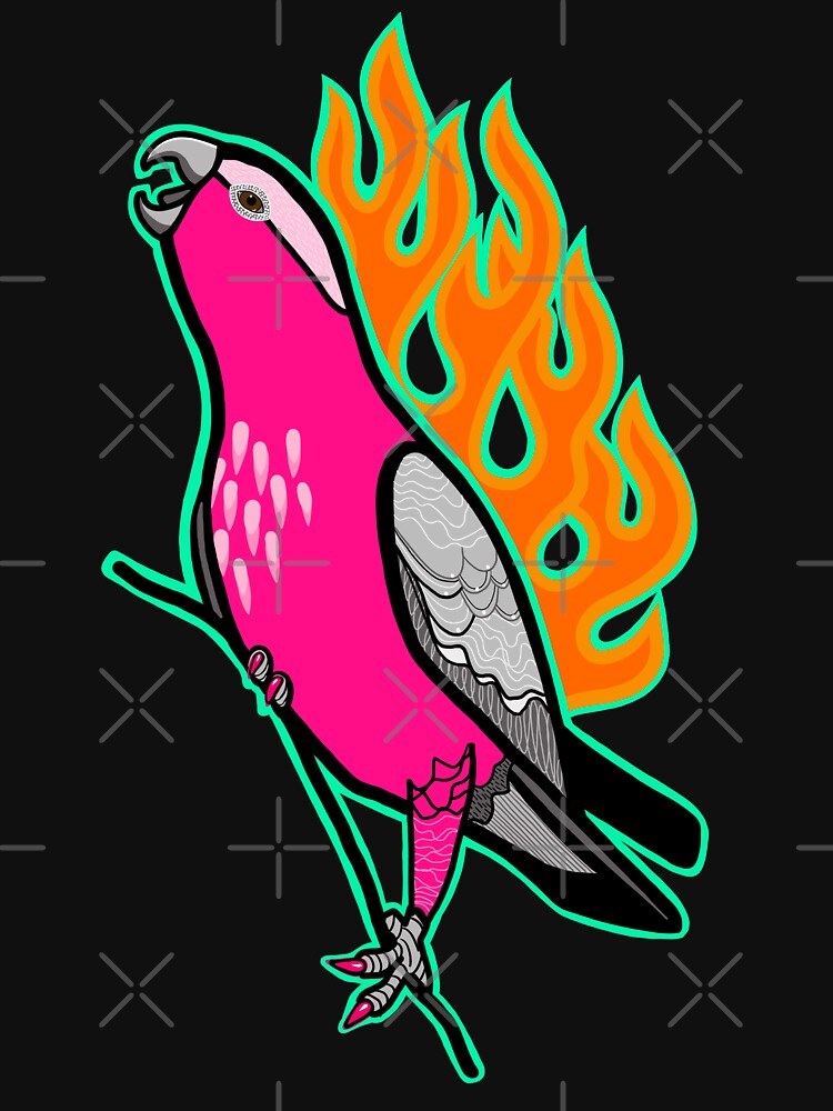 Thumbnail 3 of 3, Baseball ¾ Sleeve T-Shirt, Flaming Galah designed and sold by KatScarlet.