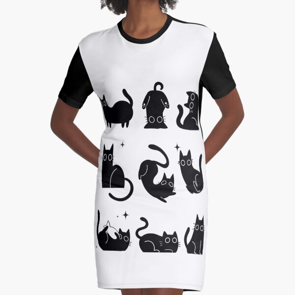 Aperçu de l'œuvre black cats cute star graphic illustration créée et vendue par NovamoonStudio.