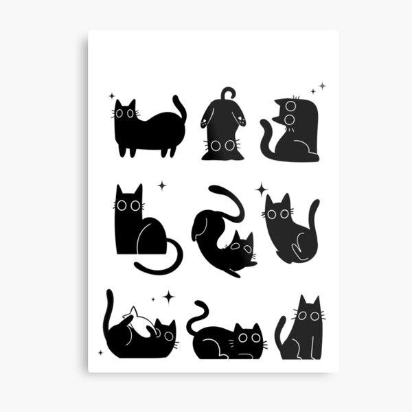Aperçu de l'œuvre black cats cute star graphic illustration créée et vendue par NovamoonStudio.