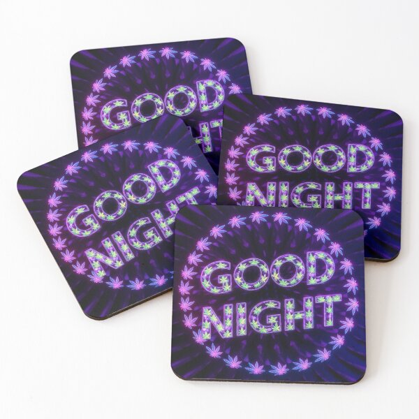 Item preview, Good Night - Marijuana Pot Leaves - Bright Neon Design designed and sold by JLEmporium.