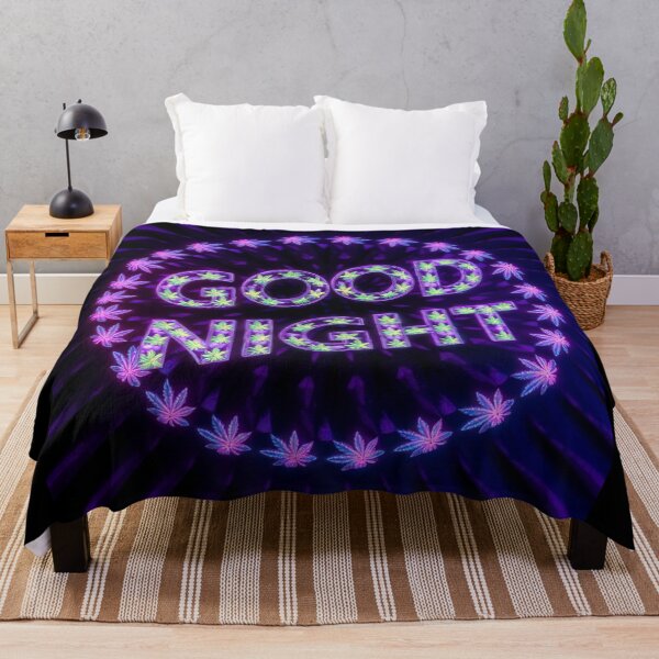 Item preview, Good Night - Marijuana Pot Leaves - Bright Neon Design designed and sold by JLEmporium.