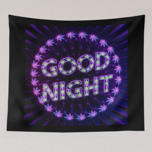 Item preview, Good Night - Marijuana Pot Leaves - Bright Neon Design designed and sold by JLEmporium.