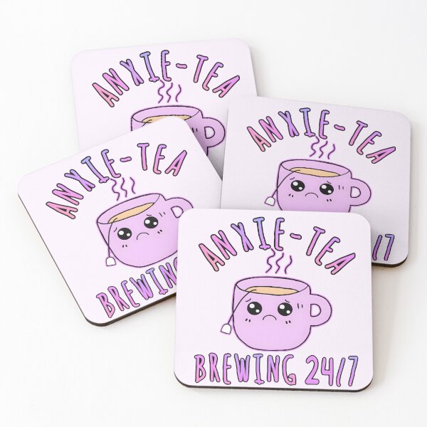 Item preview, Cute kawaii Mental Health Tea Pun - Anxie-Tea Funny Anxiety Quote Design designed and sold by Unitepeople.